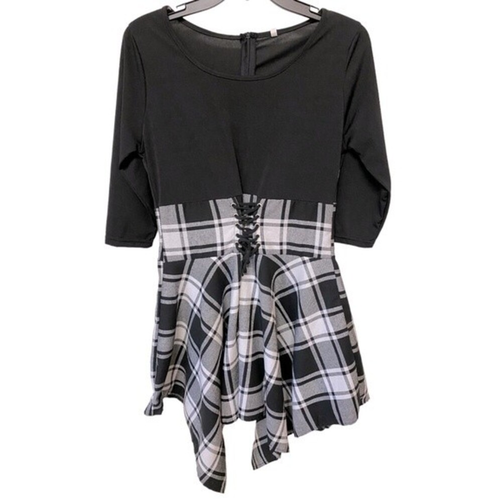 Unbranded Women’s Plaid Lace-Up Dress